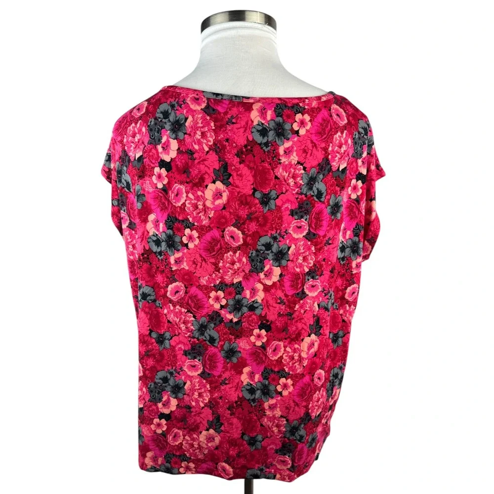 ✨2/$20 Talbots Floral Cap Sleeve Top Stretchy Knit 3Xp Plus Size 3X Petite - Picture 7 of 11